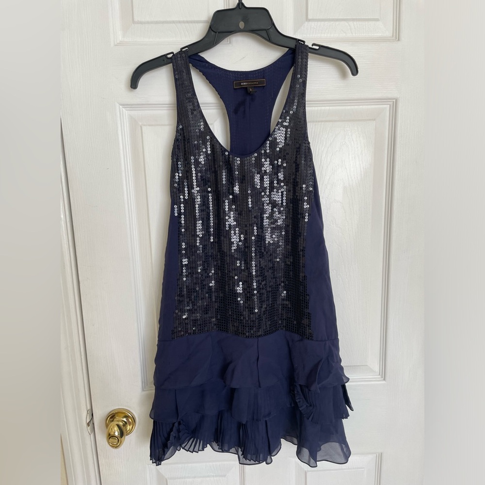 BCBG Navy Sequin Mini Dress